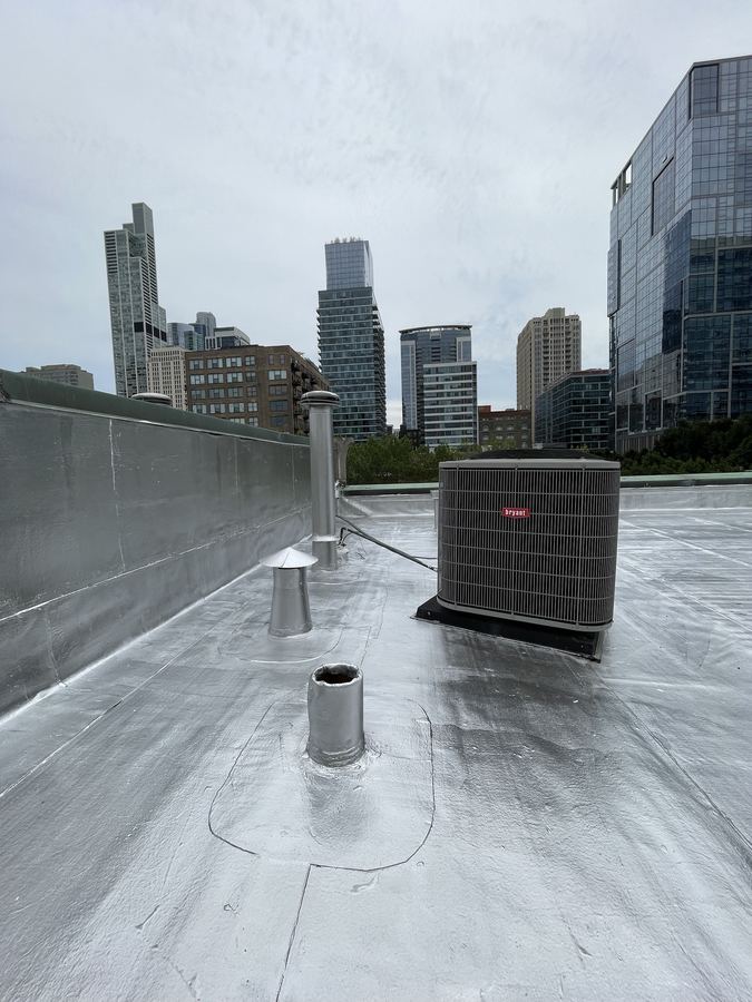 Rooftop HVAC units and roof membrane